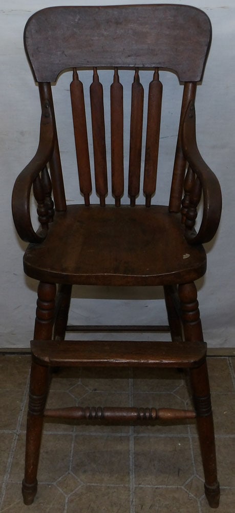 Antique Child's Walnut High Chair (1 of 5)