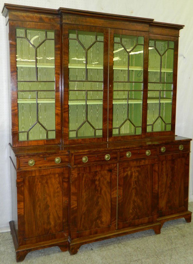 Two piece 19th Century mahogany breakfront.: Two piece 19th Century mahogany breakfront. 73" wide x 22 1/2" deep x 87" tall.