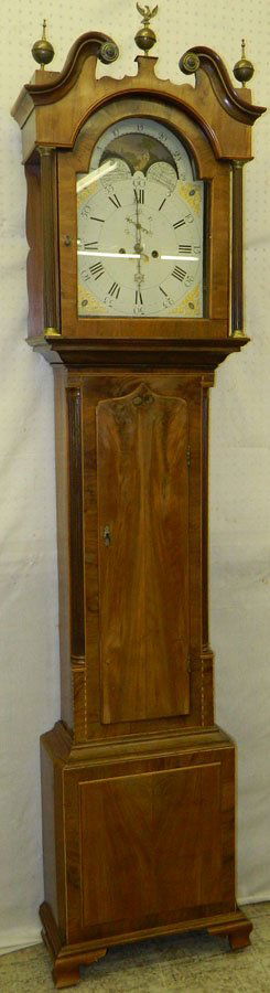 Mahogany grandfather clock by James Smith.: Mahogany grandfather clock by James Smith watch maker. 93" tall.