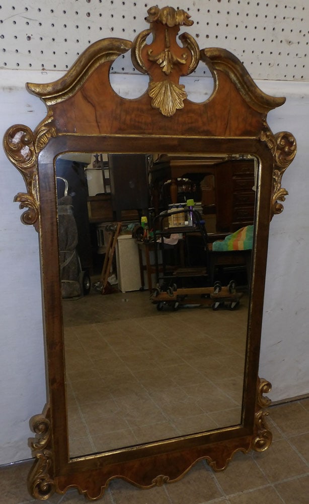 Burled Walnut & Gilded Frame Mirror by LaBarge (1 of 4)