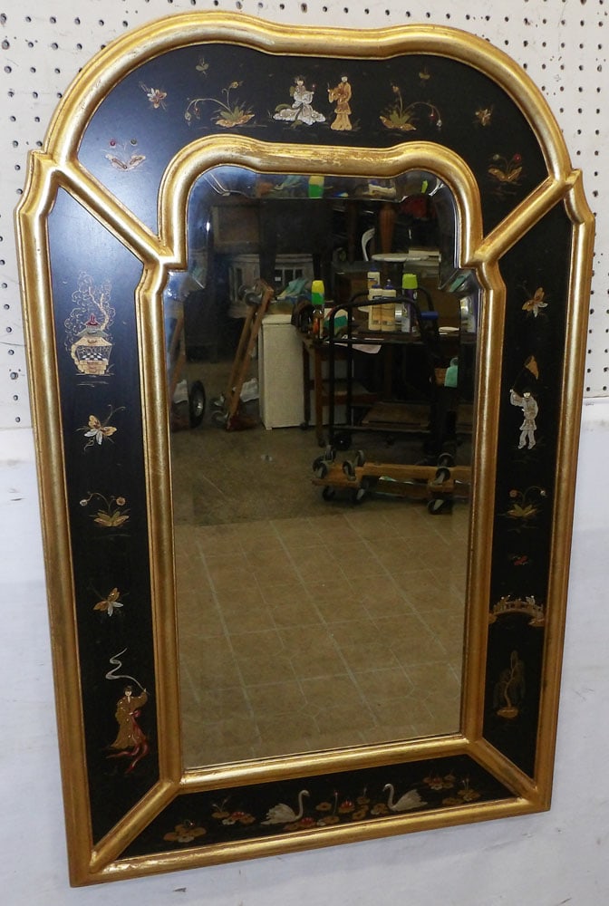 Chinoiserie Painted Frame Bevel Edge Mirror (1 of 6)