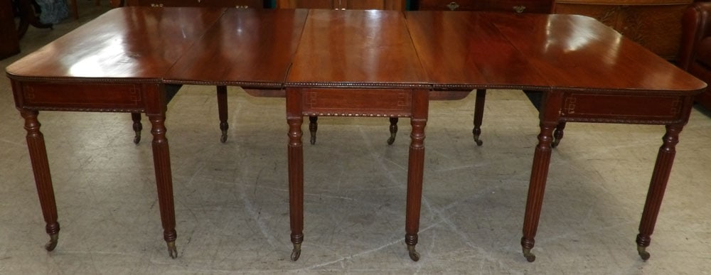 Antique Mahogany Three Part Drop Leaf Dining Table (1 of 6)