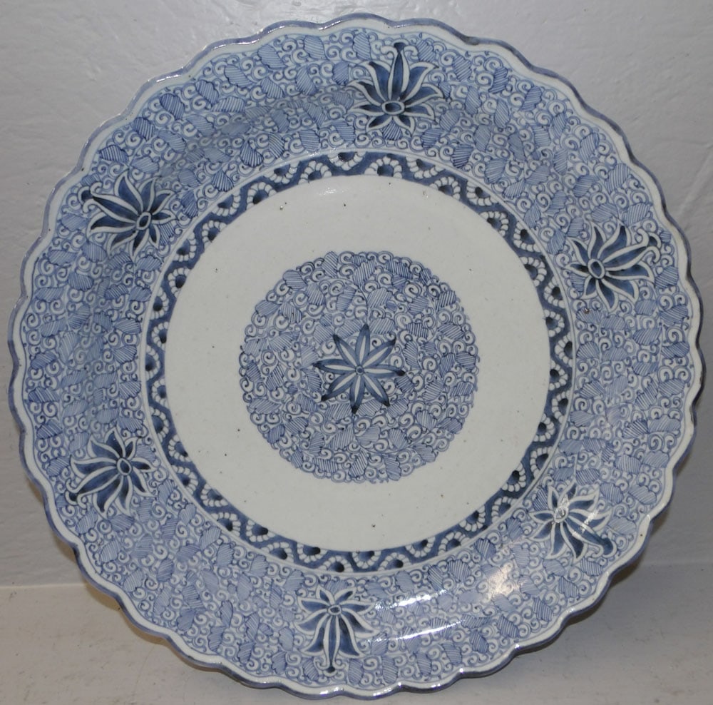 Large Antique Blue & White Imari Chop Plate (1 of 5)