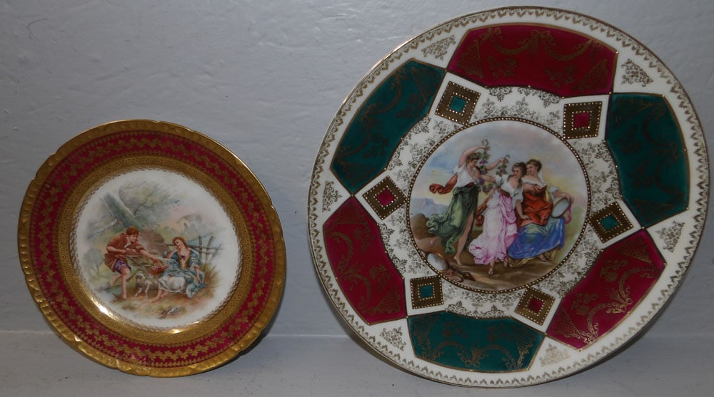 painted porcelain Royal Vienna charger and Limoges plate (1 of 5)