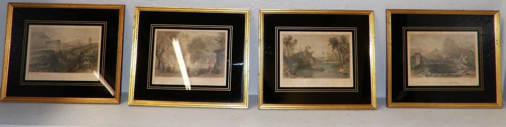 four framed hand colored engravings (1 of 8)