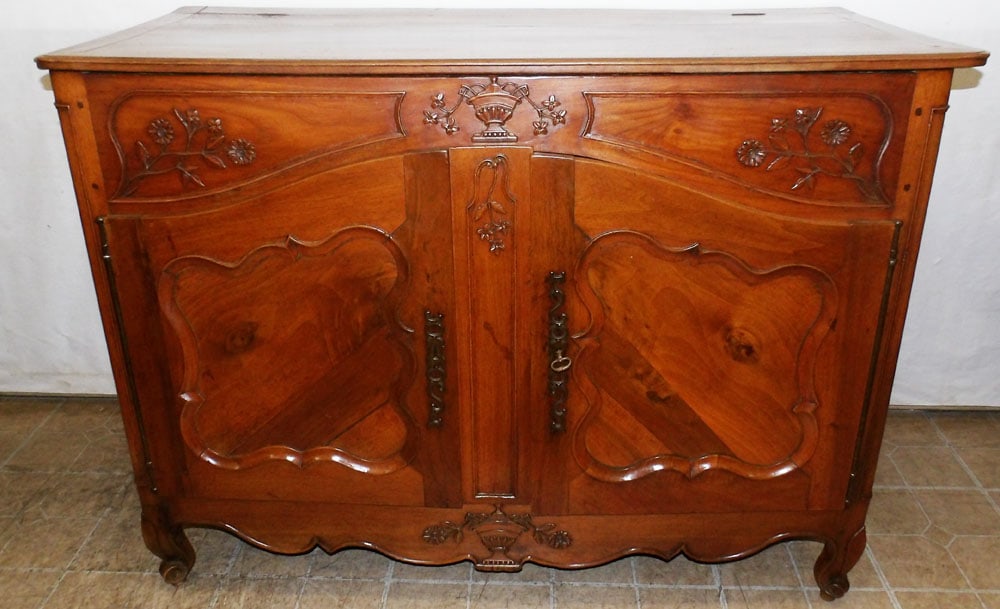 19th century carved walnut French Provincial cabinet with lift top (1 of 12)