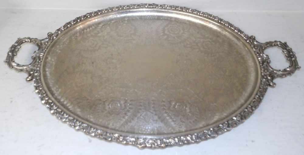 silver plated English serving tray (1 of 4)