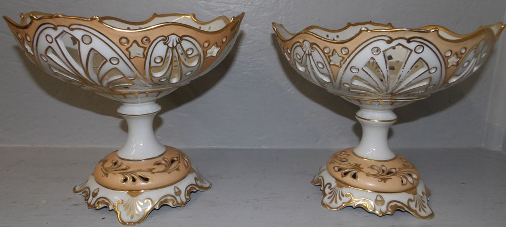 pair of Old Paris porcelain open work compotes (1 of 3)
