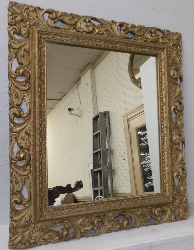 antique gilded open work framed mirror (1 of 4)