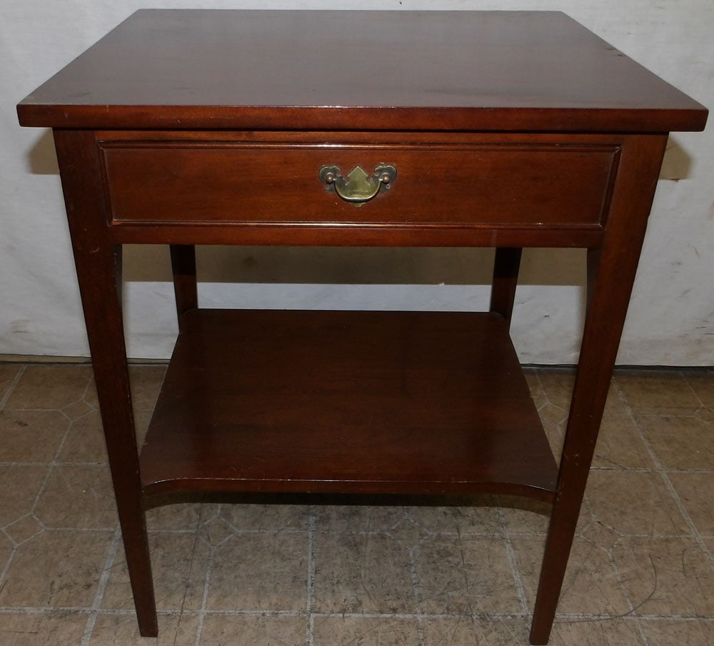 mahogany two tier stand with one drawer (1 of 6)