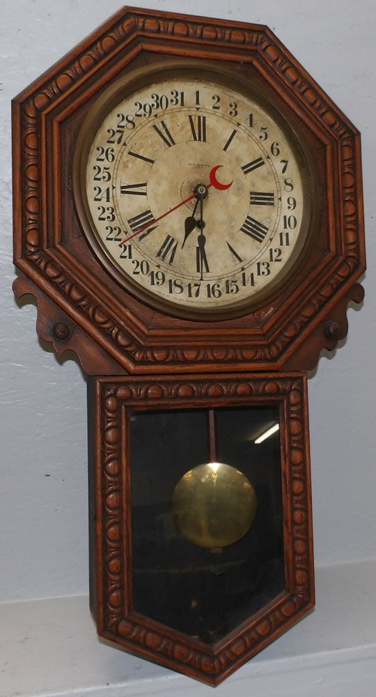 oak school calendar clock by new haven (1 of 7)