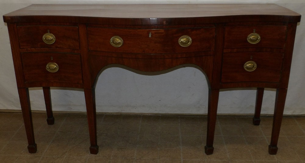19th century mahogany serpentine front sideboard (1 of 10)