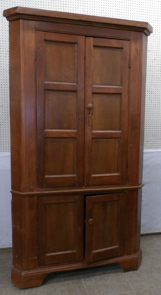 19th century pine one piece blind door corner cabinet (1 of 6)