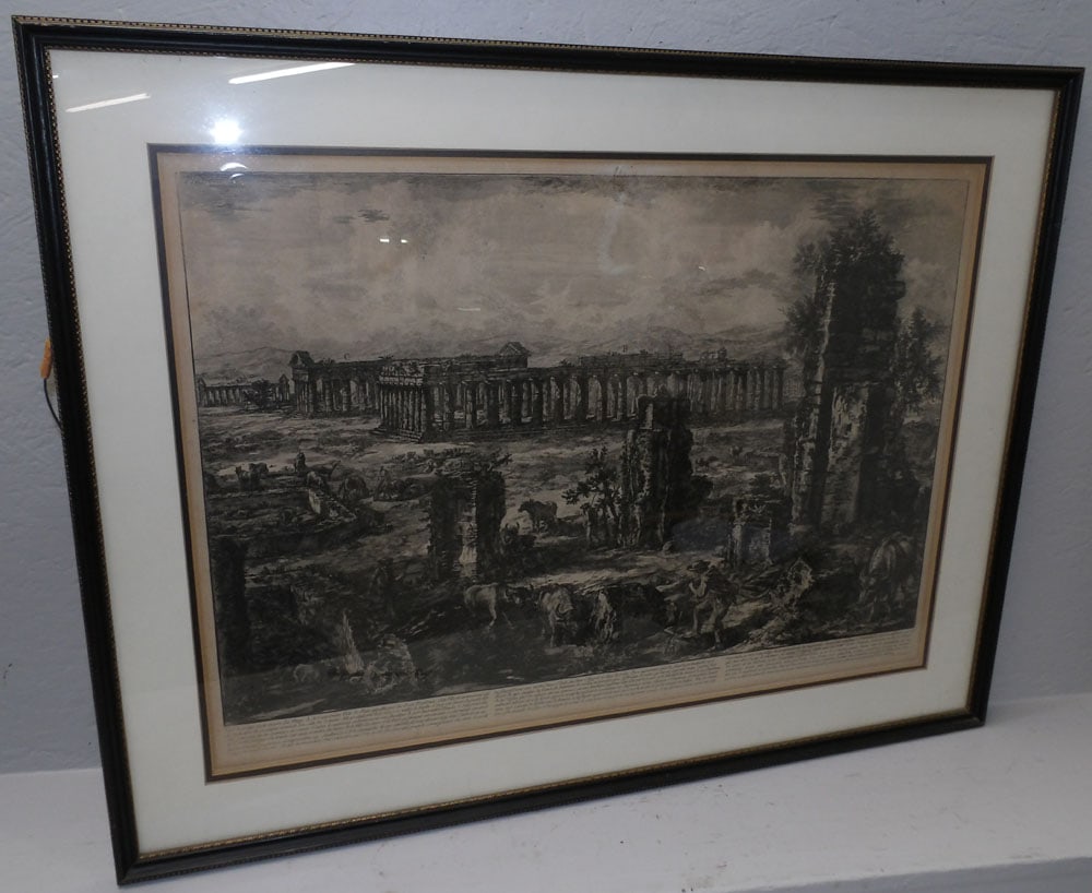 antique framed French black and white engraving (1 of 5)