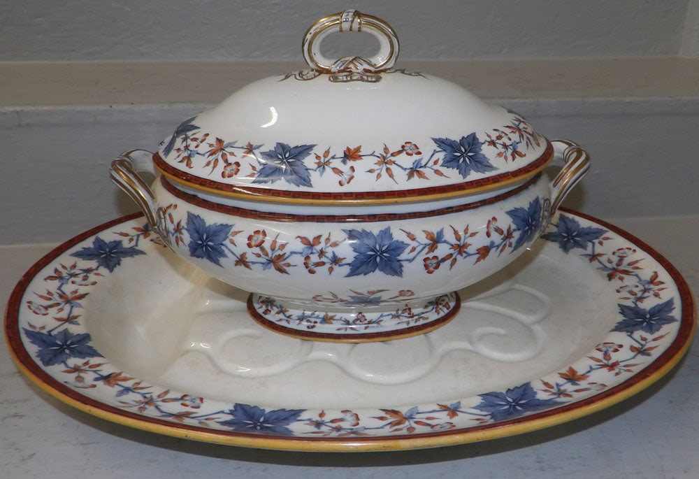 antique English porcelain well and tree platter and covered tureen (1 of 5)