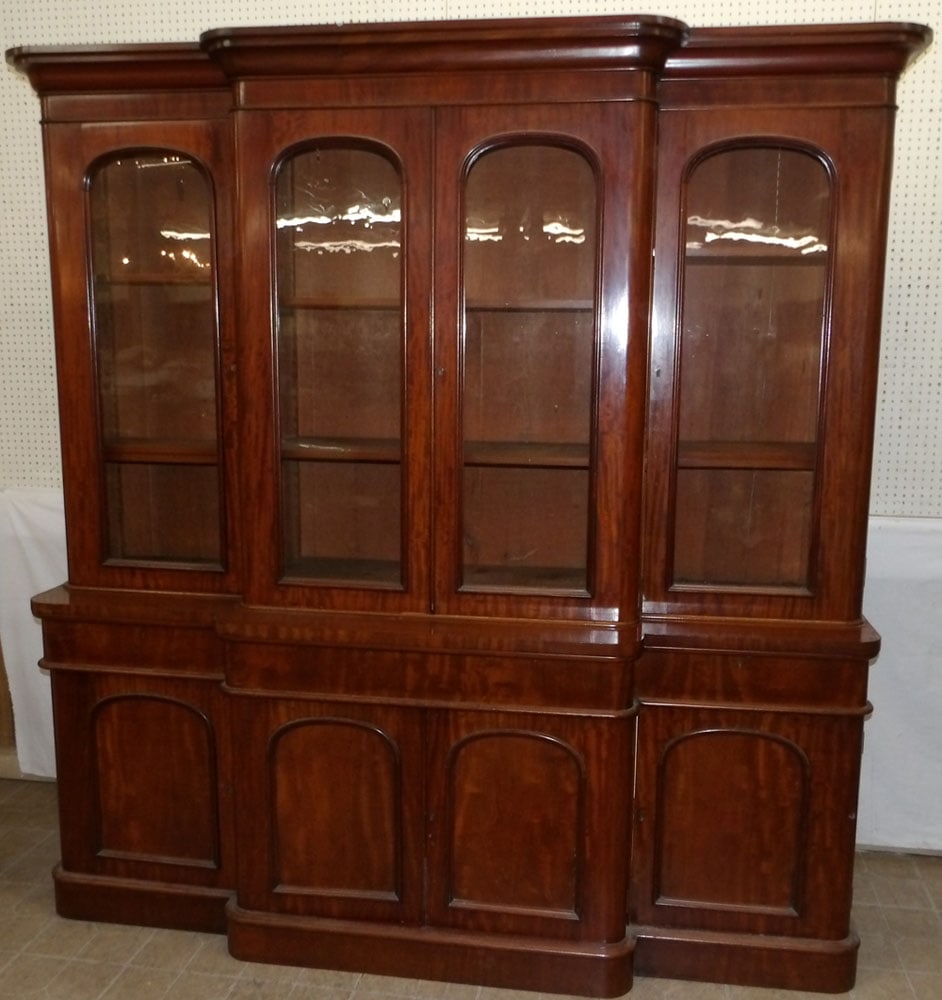 19th century mahogany two piece glass door breakfront (1 of 7)