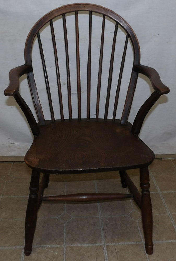 antique elm wood Windsor arm chair (1 of 3)
