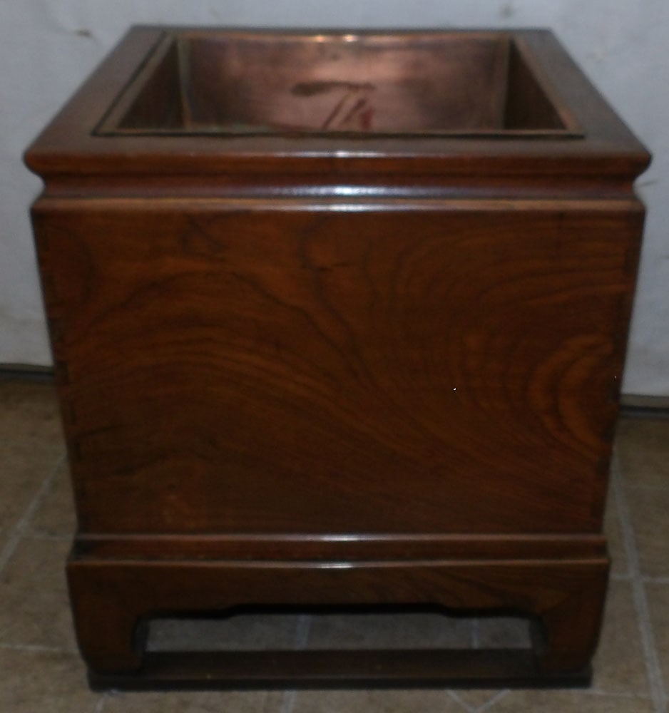 Oriental Elmwood Jardiniere with Copper Liner (1 of 4)