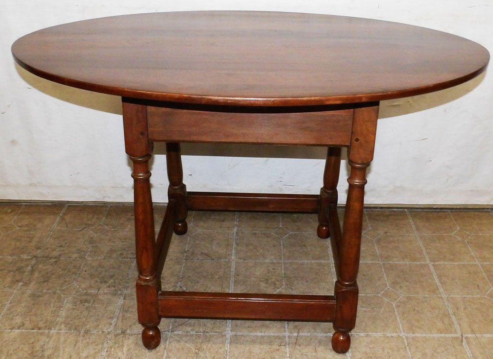 Cherry Oval Stretcher Base Tavern Style Table (1 of 4)