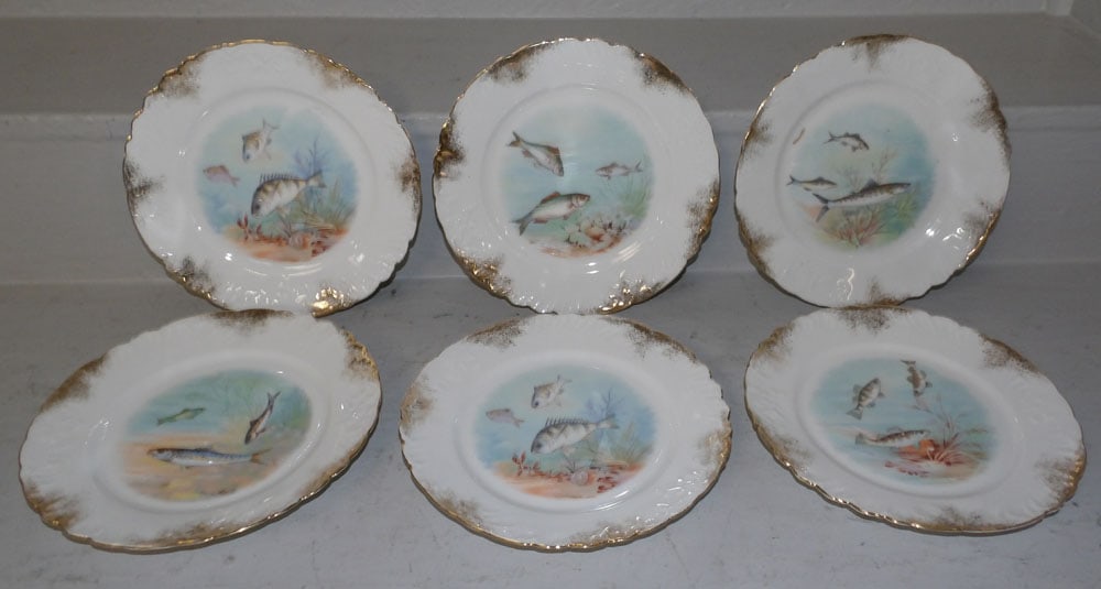 Six Hand Painted Austrian Fish Plates (1 of 6)
