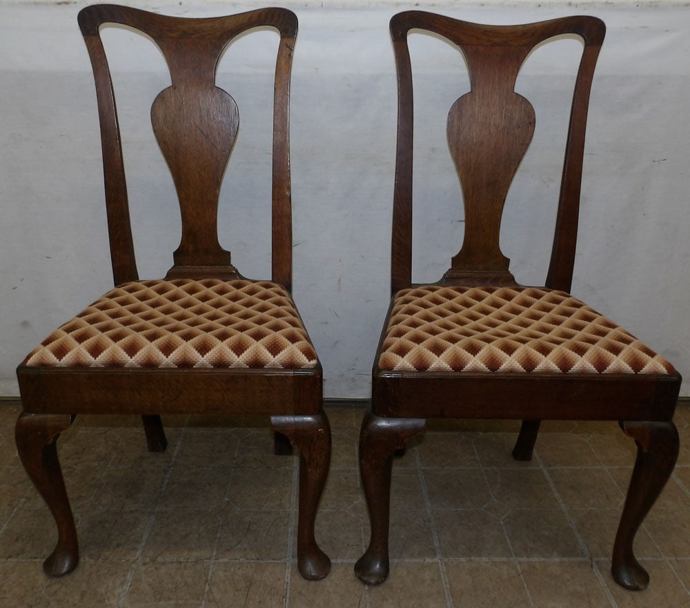 Pair of 19th Century Oak Queen Anne Dining Chairs (1 of 5)