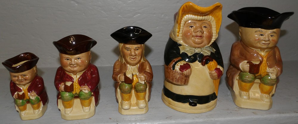 Lot of Five English Porcelain Toby Mugs by Wood & Sons (1 of 4)