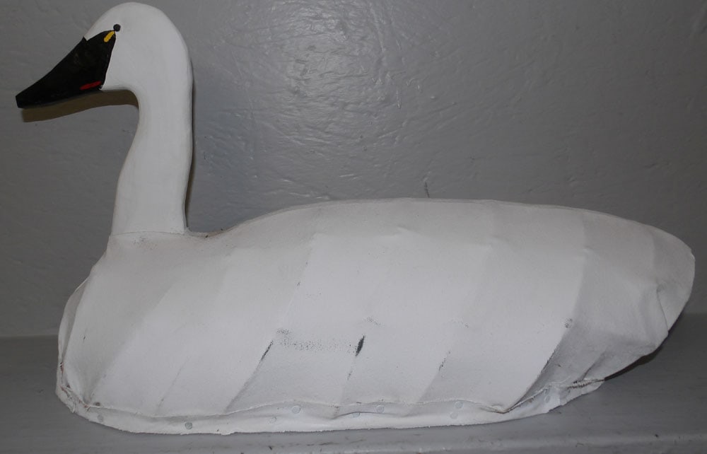 Painted Wood & Canvas Back Swan Decoy Artist Signed (1 of 6)