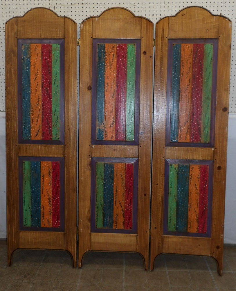 Painted Pine Three Panel Room Divider (1 of 3)
