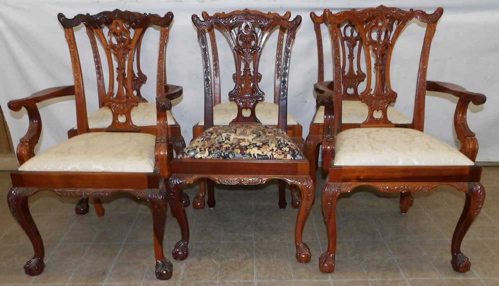 Set of Six Carved Mahogany Chippendale Dining Chairs with Ball & Claw Feet (1 of 5)
