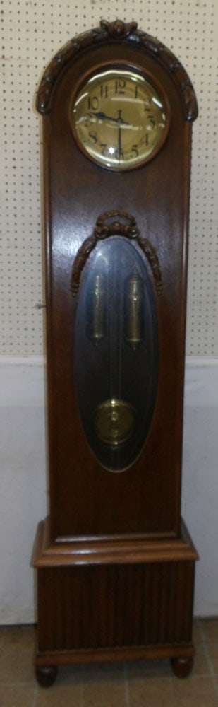 Antique Oak Grandfather Clock with Brass Dial (1 of 7)