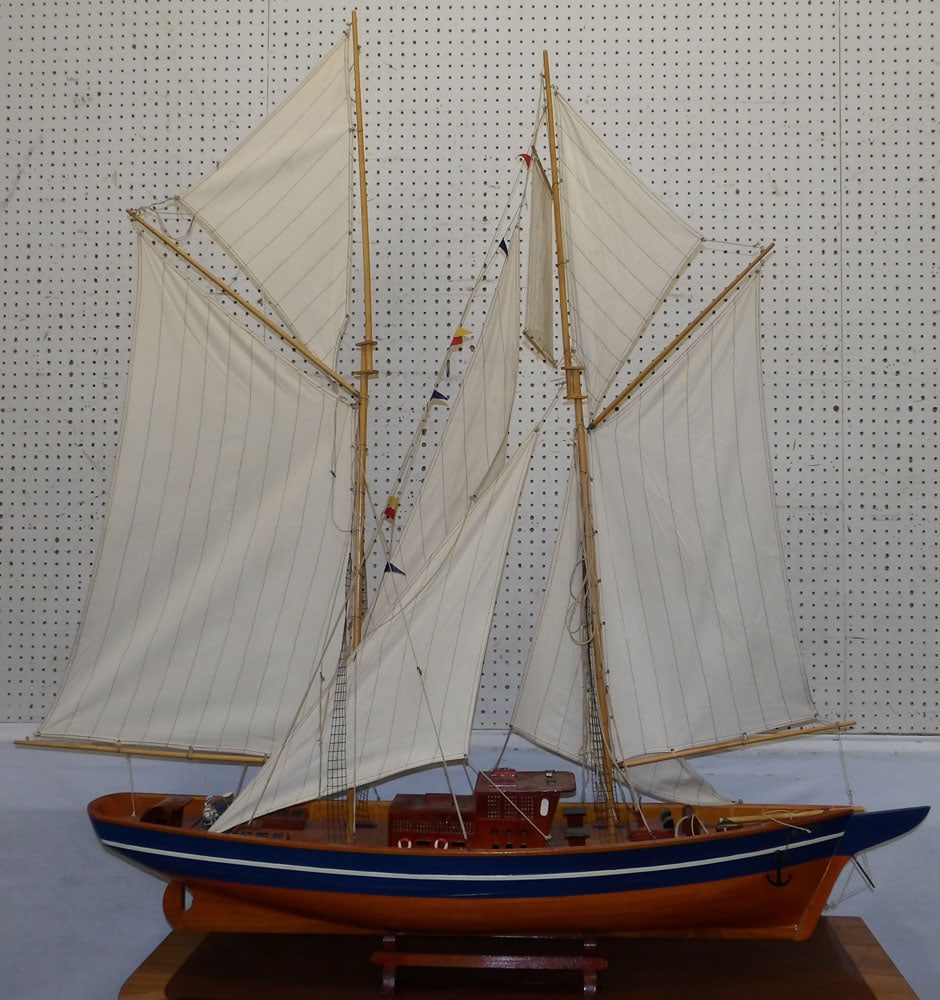 Large Painted Wood Ship Model (1 of 8)