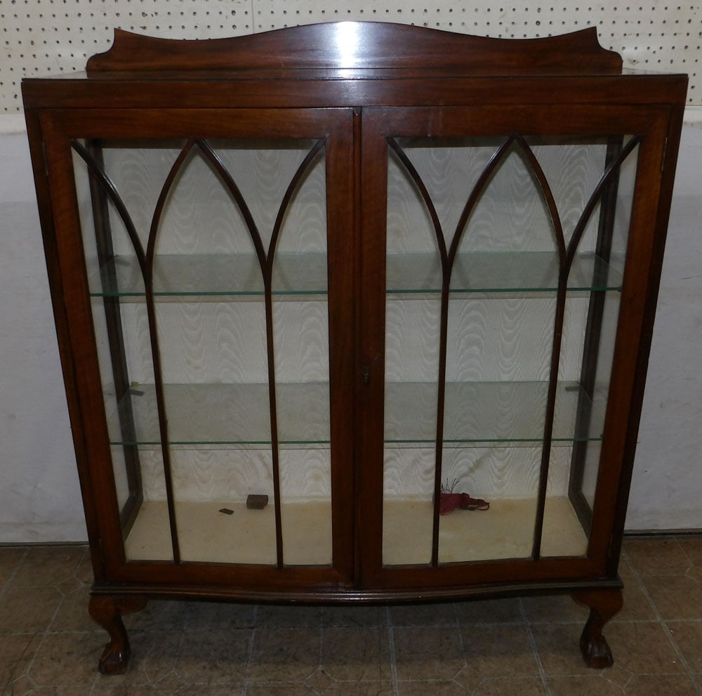 Antique Walnut Glass Door Cabinet (1 of 7)