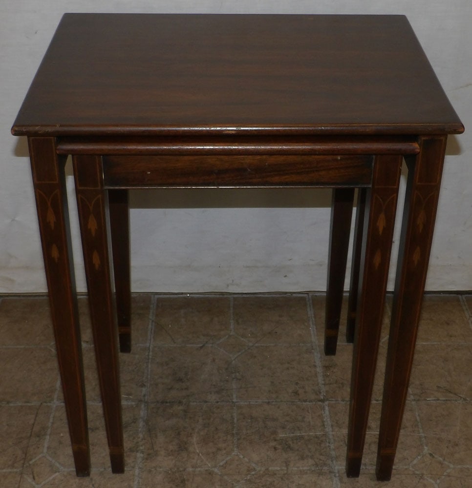 Two Mahogany Inlaid Nesting Tables by Henkel Harris (1 of 5)