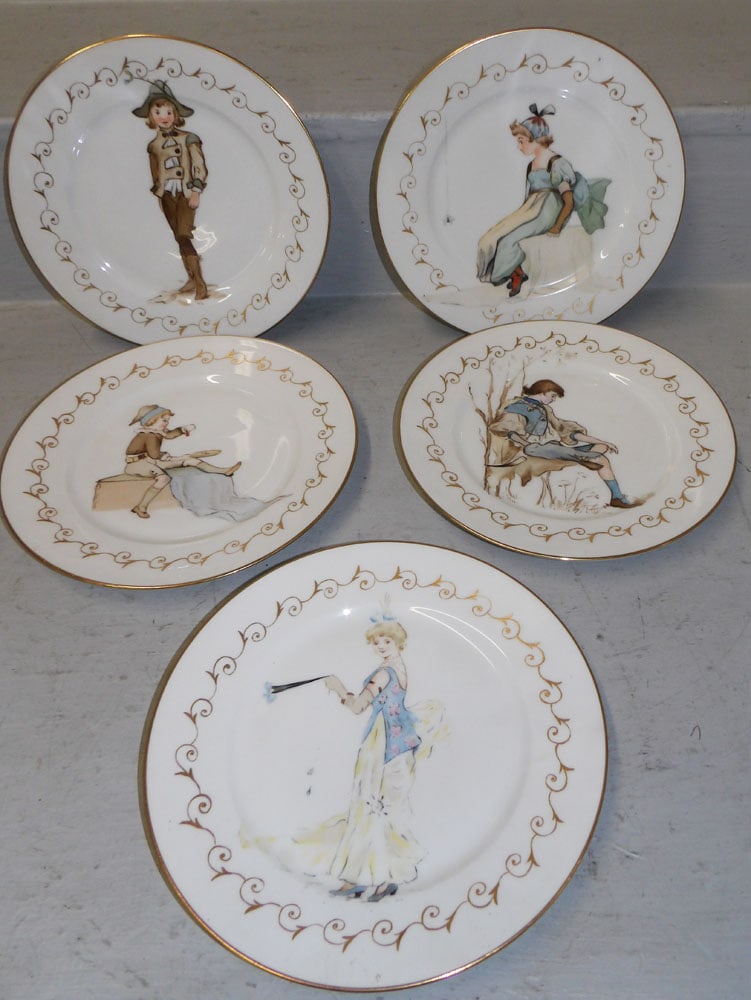 Five Hand Painted Porcelain French Plates (1 of 5)