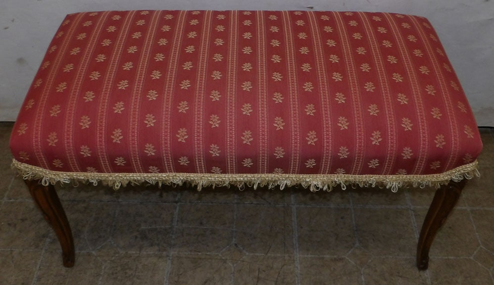 Carved Walnut & Upholstered Top Window Bench (1 of 4)