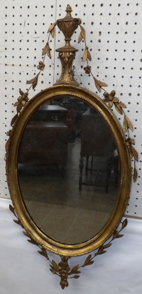 Antique Oval Gilded Frame French Mirror (1 of 4)
