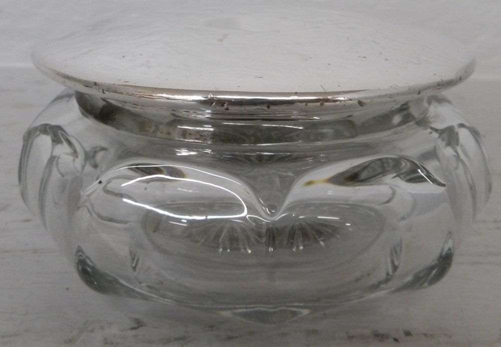 Signed Heisey Powder Jar with Silver Plated Lid (1 of 5)