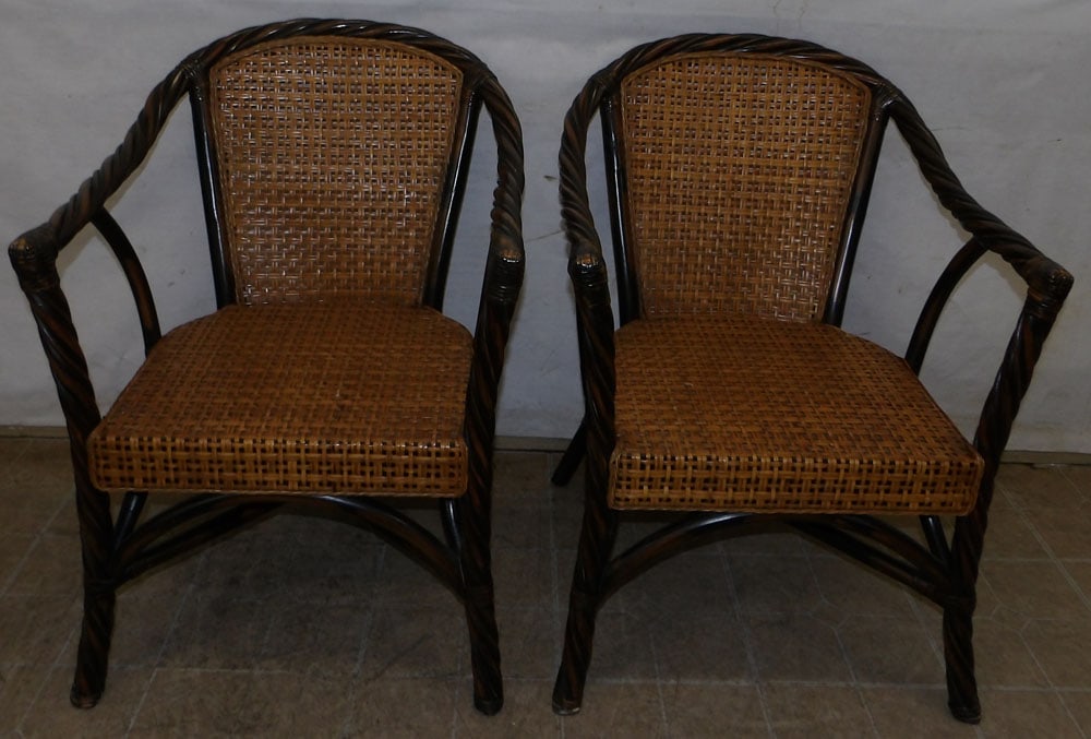 Pair of Rattan Arm Chairs (1 of 6)