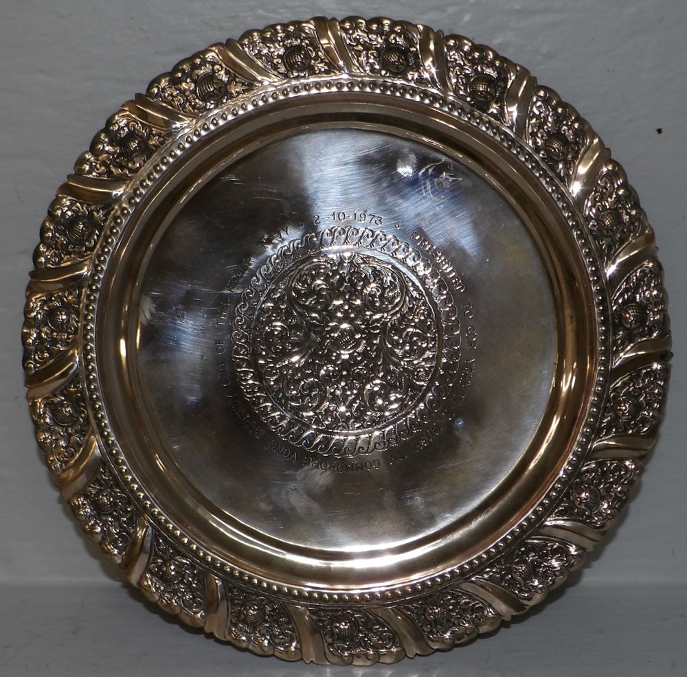 Ornate Marked 900 Silver Naval Commemorative Charger, 8.7 ozt. (1 of 4)