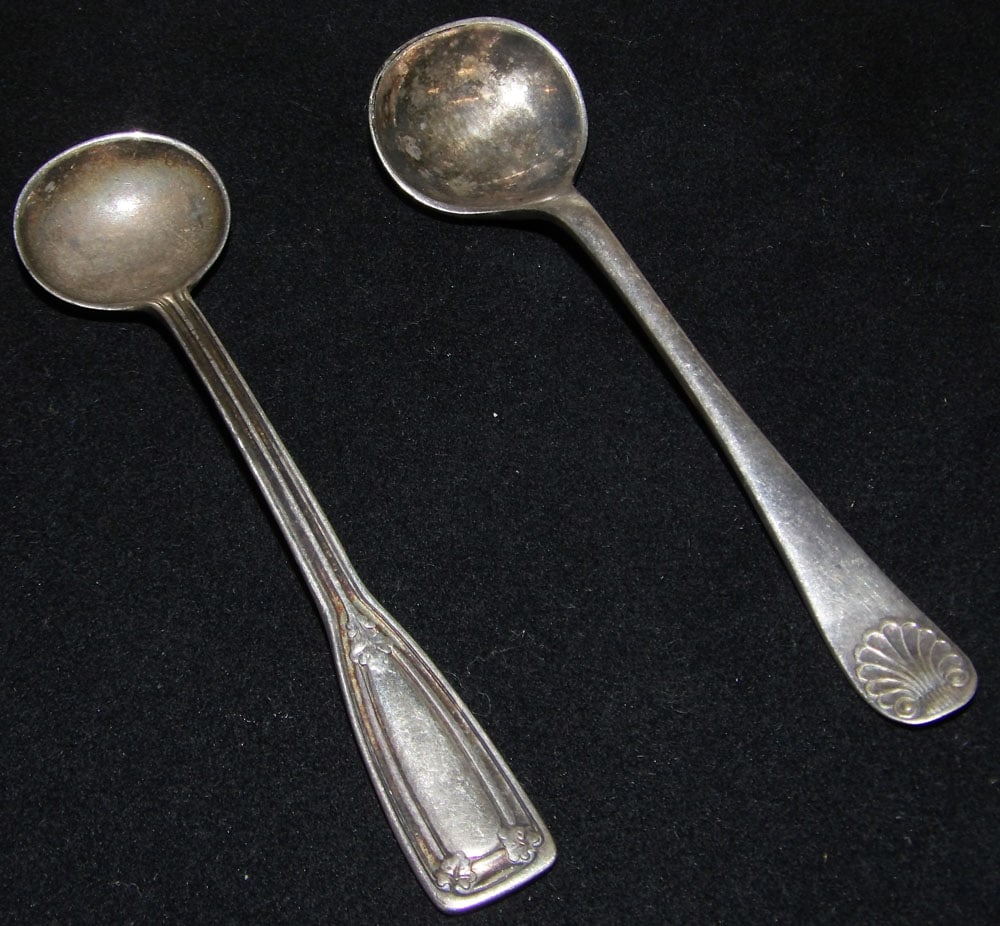 Two Antique Sterling Salt Spoons, (One by Tiffany & Company, One Birmingham, England) (1 of 4)