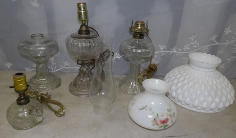 lot of glass lamps and lamp shades