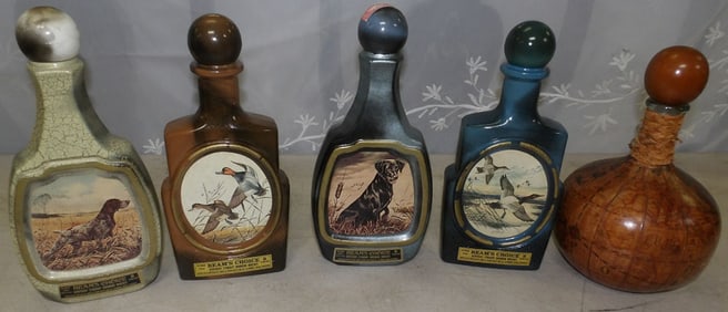 lot of vintage whiskey decanters