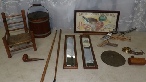 lot of wooden and metal country items