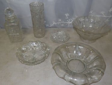 lot of cut glass items