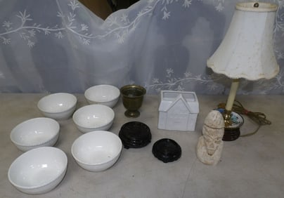 lot of porcelain, marble and brass items