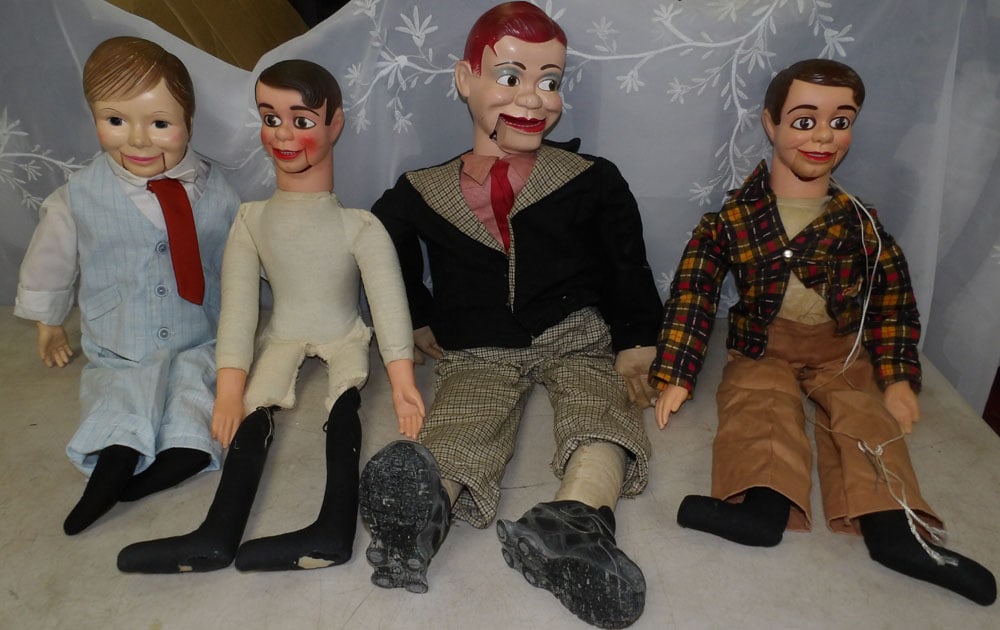 lot of ventriloquist dolls: lot of ventriloquist dolls. "ALL DESCRIPTIONS AND ANY CONDITION STATEMENT GIVEN BY LANGSTON AUCTION GALLERY ARE STRICTLY OPINIONS AND LANGSTON'S SHALL HAVE NO RESPONSIBILITY FOR ERRORS OR OMISSIONS. T