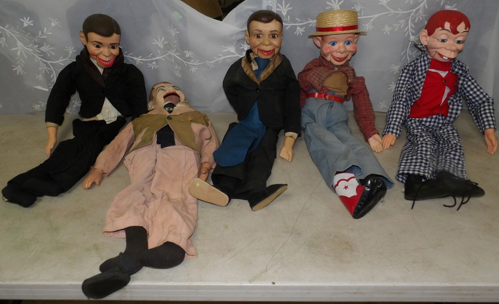 lot of ventriloquists dolls: lot of ventriloquists dolls. "ALL DESCRIPTIONS AND ANY CONDITION STATEMENT GIVEN BY LANGSTON AUCTION GALLERY ARE STRICTLY OPINIONS AND LANGSTON'S SHALL HAVE NO RESPONSIBILITY FOR ERRORS OR OMISSIONS. 