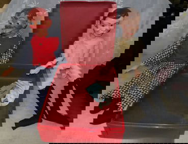 lot of ventriloquists dolls in original case