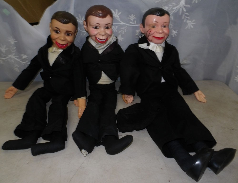 lot of ventriloquist dolls: lot of ventriloquist dolls. "ALL DESCRIPTIONS AND ANY CONDITION STATEMENT GIVEN BY LANGSTON AUCTION GALLERY ARE STRICTLY OPINIONS AND LANGSTON'S SHALL HAVE NO RESPONSIBILITY FOR ERRORS OR OMISSIONS. T