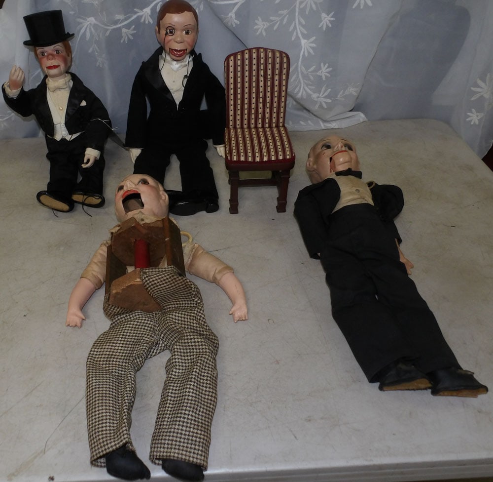 lot of ventriloquist dolls: lot of ventriloquist dolls. "ALL DESCRIPTIONS AND ANY CONDITION STATEMENT GIVEN BY LANGSTON AUCTION GALLERY ARE STRICTLY OPINIONS AND LANGSTON'S SHALL HAVE NO RESPONSIBILITY FOR ERRORS OR OMISSIONS. T